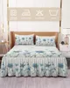 Bed Skirt Blue Flower Butterfly Elastic Fitted Bedspread With Pillowcases Protector Mattress Cover Bedding Set Sheet