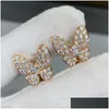 Stud yüksek kaliteli 925 Sterling Sier Butterfly Küpe Kadınlar için Güzel Tatlı Basit Moda Partisi Hediyeler Lüks Marka Takı 230804 DHCX1