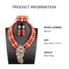 Corail artificiel femmes pendentif collier Bracelets boucles d'oreilles costume bijoux de mariage africain ensemble Nigeria accessoires de mariée cadeau de fête 240314