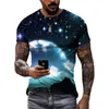 fi unisex stjärnhimmel grafik t skjortor sommar casual män 3d tryckt streetwear hip hop persality korta ärm tees toppar t18d#