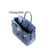 Handbag Women BK L Thread Free Full costurado alto conjunto de crocodilo Bola de couro denim azul 30 pacote de alto brilho crocodilo