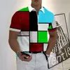 męska lapelowa polo zip koszulę polo koszulę golfową kratę/sprawdzenie grafiki nadruki geometrii