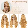 Saxio HD Pre Plucked med Baby Body Wave Front 180% Density Honey Blonde Wig Human Hair 13x4 Spets Frontal Wigs 26 Inch