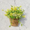 Decorative Flowers Spring Hydrangea Basket Garland Simulation Rattan Door Hanging Decor