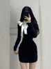 Casual Dresses 2024 Winter Sexy Slim Bodycon Y2k Mini Dress Woman Black Elegant Short Party Outwear One Piece Korean Fashion