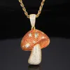 Sterling Sier Moissanite Gold-Plated Mushroom Pendant Necklace For Men Women Perfect Party Accessory And Gift