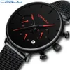 Relogio Masculino Crrju Mens Business Dress Watches Luxury Casual Waterfoof Sport Watch Men 3-Sub Dial Quartz Slim Mesh Watch240c