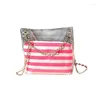 Shoulder Bags Fashion Striped Transparent Chain Bag Purse Stripped Satchel With Inner For Women Ladies Girls