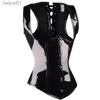 Seksi set seksi kadın siyah ıslak görünüm pvc sıkı montaj korse gotik steampunk tam sentetik deri bel shapewear c24325