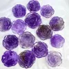 Dekorativa figurer Rainbow Fluorite Rose Flower Sculpture Love Crystal Gift Reiki Natural Amethyst Quartz Floral Carving Prov