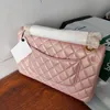 2024 CC sacos de marca de luxo ombro das mulheres clássico duplo flap perolado rosa ouro turn lock crossbody bolsas sacoche bolsa 25cm jhcph