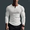 Magliette da uomo Camicia a maniche lunghe da uomo con scollo a V Fitness Top traspirante in tinta unita per l'abbigliamento primaverile autunnale muscolare