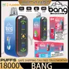 Оригинальный Bang 18000 затяжек Одноразовая вейп-ручка 18k vape 0% 2% 3% 5% Уровень 16 мл предварительно заполненные картриджи стручок 650 мАч перезаряжаемая батарея 12 фловрс коробка торнадо 7k 9k 12k 15k