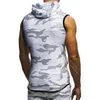 male Summer Sweatshirt Men Military Slim Tank Top Camoue Gyms Fitn Zipper Hooded Vest Sleevel Hoodie Tops Tees MY078 D4q7#