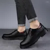 Casual Shoes Autumn Winter Warm Plush Men Outdoor England Trend Male Suede Oxford Wedding Leather Dress Office Work