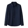 Solid Color Mens LongSleeved Shirt Business Casual Slim Formal Office Male White Black Blue Navy Plus Size 8xl 240321