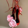 Jedwabny kwiat seksowne sztylet buty damskie buty letnie cienki obcasy sandały sandały żeńskie buty imprezowe buty ślubne panna młoda