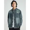 Also Limited to Men's Deep Blue Perforated Heavy Industry Denim Spring New Washed Jacket, Trendy Brand Loose Jacket for Men