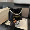 Xiaoxianger Golden Velvet Womens Black New modny moda swobodna crossbody Wszechstronna sieć perłowa 70% zniżki na sprzedaż online