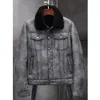 Mens Sheepskin Shearling Jacket B3 Flight Jacket Aviator Winter Coat Päls Bomber Läderjacka svart denim K1ig#