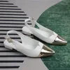 Casual Shoes Women's Flats Pointed Toe Shallow Fashion Brand Designer Slingbacks Concise White Elegant Summer Office Ladies