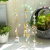 Film 3st Gold Suncatcher Hanging Crystal Prism Yard trädgård Decor Moon Crystal Sun Catcher Rainbow Maker Window Christmas Decoration