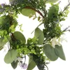 Ljushållare faux blommor ring rustik skrivbord dekorativ konstgjord eukalyptus krans för bröllop bankett eldstad matsal fest