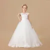 Girl Dresses Princess Flower Dress For Wedding Elegant Lace Tulle Sleeveless Kids Birthday Party Evening First Communion Ball Gown