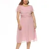 Plus Size Dresses Dress Stylish Summer Double Layered Pleated With Irregular Hemlines Knee Length For Women