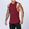 Träning Gym Mens Tank Top Vest Muscle Sleevel Sportswear Shirt Stringer FI Kläder Bodybuilding Cott Fitn Singlets G3MT#