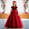 Mädchen Kleider Brautjungfer Pailletten Lange Prinzessin Kleider Blume Elegante Mädchen Formale Hochzeit Abend 5 10 14 Jahre Vestido 240314