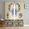 Shutters Scarab Egyptian Culture Sheer Curtain For Living Room Bedroom Voile Curtains For Window Organza Curtains Party Tulle Drapes
