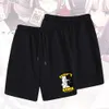 Bullet Talk Breaking Black and White Bear Anime Casual Short Pants for Men Spring/summer New Loose Micro Elastic Couple Sports Shorts