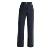 2024 Jeans estivi sottili Tencel neri a gamba larga per donna Pantaloni slim larghi a vita alta con design sfumato