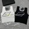 Women Tight Vest Letters Jacquard Tanks Top U Neck Sport T Shirt Spring Summer Knitted Tees
