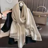 Sarongs 2023 New Womens Scarf Winter Warmth Solid Silk Wool Shawl Womens Bag Bufanda Flower Pashmina Luxury Embroidery Warning Scarf 24325