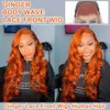 USWEETY Front Body Wave Orange 13x4 HD Lace Frontal Human Human Human Human Pre Stucked 180% Gęstość Ginger Peruka ludzkie włosy dla czarnych kobiet kolorowych (24 cali)