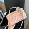 Wydrążona perła uchwyt makijażowy designerka damska torba na ramię skórzane diamentowe złoto metalowy metal luksusowa torebka matelasse łańcuch crossbody torebki pudełkowe 16 cm