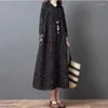 Sukienki swobodne 2024 Wiosna jesienna bawełna vintage dla kobiet długi w stylu koreański moda elegancka ubrania biuro ubrania robocze