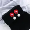 스터드 귀걸이 시력 여성을위한 크리스탈 꽃 간단한 스타일 진주