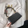 Bolso de hombro cruzado de cuero PU con patrón de piedra para mujer, bolsos pequeños y monederos de moda de lujo 2024, cadena