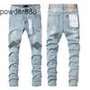 Calça jeans roxa da moda hip hop perfurada personalizada americana b7g2