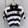 Designer Women's Sweaters 24SS Spring New Miui Navy Style Striped T-shirt kortärmad polo topp kvinnors mångsidiga pullover topp