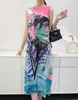 2023 New Luxury ISSEY Fashion Pleated Dress Womens Style Pleated Dress Digital Print Tank Top Skirt