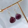 Boucles d'oreilles pendantes en pierre de cristal naturel pour femmes, Lapis rose violet, petite goutte d'eau en forme de cœur, couleur argent, boucles d'oreilles pendantes de guérison, taille 15mm