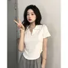 Spicy Girl Style Polo Collar T-shirt Womens Short Sleeve Design Sense Niche Slim Fit Summer Fashion Ins