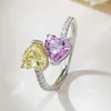 Cluster Rings S925 Silver Ring 6 Heart Shaped Open Women's Fashion Simple