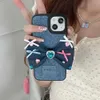 Étuis de téléphone portable coréen mignon Y2K doux cool épicé fille denim arc étui en silicone pour iPhone 14 13 12 Pro Max 11 belle couverture souple antichoc Capa H240326