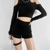 Shorts pour femmes Sexy taille haute femmes maigre été chaîne gothique noir pantalon court dames harajuku y2k streetwear bandage