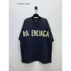 Designer T-shirts Balencigs Hoodies Men's Sweatshirts B High Edition Paris Yellow Tape Bandage tvättade gammalt slitet kort ärm Blcg Black Loose T-shirt Koah